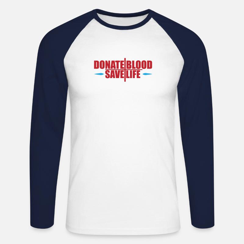 Blutspende Blutspenden Blutspender - Unisex Baseballshirt langarm - Weiß/Navy