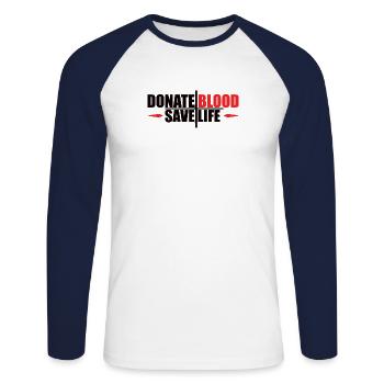 Blood donation Blood donations Blood donors - Unisex Long Sleeve Baseball T-Shirt - white/navy - Front - Nik (191cm)