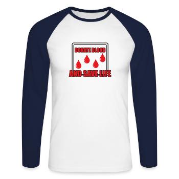 Blood donation Blood donations Blood donors - Unisex Long Sleeve Baseball T-Shirt - white/navy - Front - Nik (191cm)