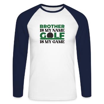 Frère golfeur d’un golfeur Frère golfeur - T-shirt baseball manches longues Homme - blanc/marine - Devant - Nik (191cm)