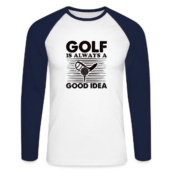 Golf Golfer Gift Hobby Club Quote - Unisex Long Sleeve Baseball T-Shirt - white/navy - Front - Nik (191cm)