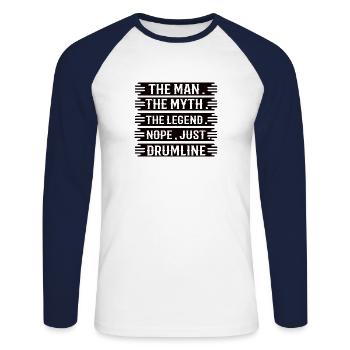 Drumline - Drummer - Trommel - Trommler - Lustig - Unisex Baseballshirt langarm - Weiß/Navy - Vorne - Nik (191cm)