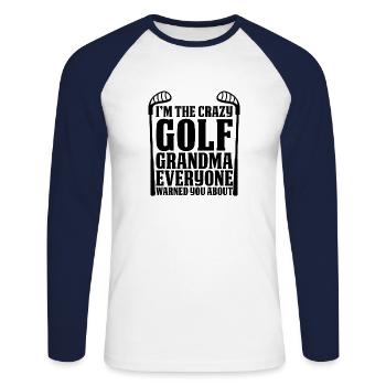 La grand-mère de la grand-mère de golf - T-shirt baseball manches longues Homme - blanc/marine - Devant - Nik (191cm)