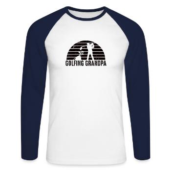 Golfer Opa Golfen Golf Sport Golfclub Rentner - Unisex Baseballshirt langarm - Weiß/Navy - Vorne - Nik (191cm)