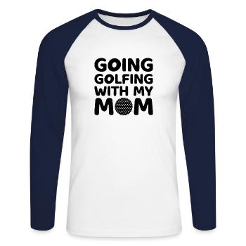 Golfspieler Golfer Golfschläger Golfen Golf Mutter - Unisex Baseballshirt langarm - Weiß/Navy - Vorne - Nik (191cm)