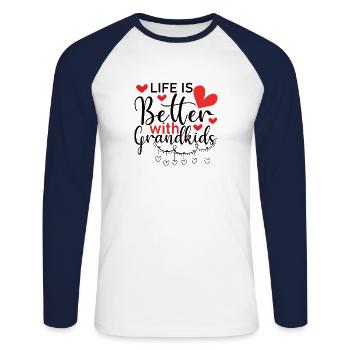 Großeltern Enkelkinder Opa Oma Enkel - Unisex Baseballshirt langarm - Weiß/Navy - Vorne - Nik (191cm)