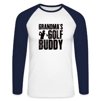 The Golf Grandma Grandmother Buddy Friend Grandchild - Unisex Long Sleeve Baseball T-Shirt - white/navy - Front - Nik (191cm)