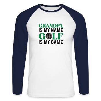 Golfer Opa Golfen Golf Sport Golfclub Rentner - Unisex Baseballshirt langarm - Weiß/Navy - Vorne - Nik (191cm)