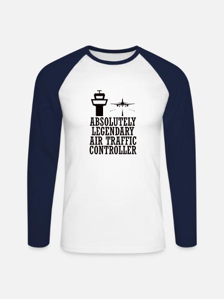 Air traffic controller Tower controller Flight attendants - Unisex Long Sleeve Baseball T-Shirt - white/navy