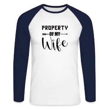 Crazy Wife Husband Gift Funny - Unisex Long Sleeve Baseball T-Shirt - white/navy - Front - Nik (191cm)