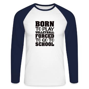 Volleyball Volley Aufschlag Volleyballspieler - Unisex Baseballshirt langarm - Weiß/Navy - Vorne - Nik (191cm)