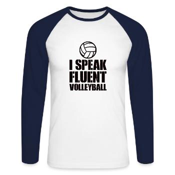 Volleyball Volley Aufschlag Volleyballspieler - Unisex Baseballshirt langarm - Weiß/Navy - Vorne - Nik (191cm)