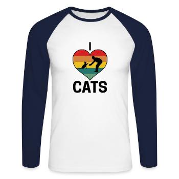 Real men love cats cat man cat father - Unisex Long Sleeve Baseball T-Shirt - white/navy - Front - Nik (191cm)