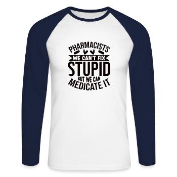 Funny Pharmacist Pharmacy Gift Profession - Unisex Long Sleeve Baseball T-Shirt - white/navy - Front - Nik (191cm)