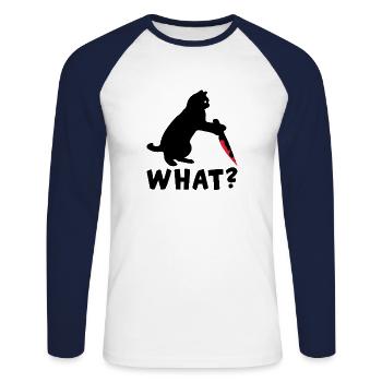 Chat Chat Disant Couteaux Drôles - T-shirt baseball manches longues Homme - blanc/marine - Devant - Nik (191cm)