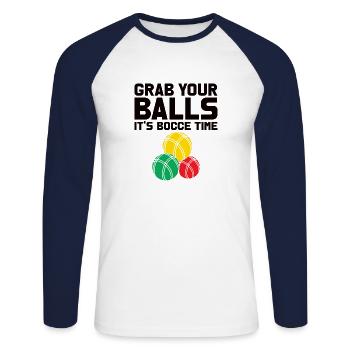 Bocce Spruch Bocce Ball mit Jack Bocci Game Bocce - Unisex Baseballshirt langarm - Weiß/Navy - Vorne - Nik (191cm)