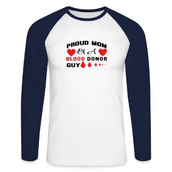 Blood donation Blood donation Blood donor Mama son - Unisex Long Sleeve Baseball T-Shirt - white/navy - Front - Nik (191cm)
