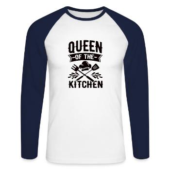 Chef Chapeau de Chef Cœur de Chef Fête des mères - T-shirt baseball manches longues Homme - blanc/marine - Devant - Nik (191cm)