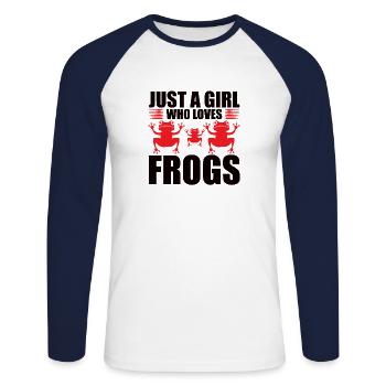 Frog Girls Children Frogs - Unisex Long Sleeve Baseball T-Shirt - white/navy - Front - Nik (191cm)
