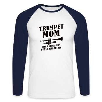 Trompette Jouant de la Mère Trompette Maman - T-shirt baseball manches longues Homme - blanc/marine - Devant - Nik (191cm)