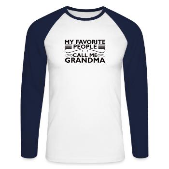 Oma Rentnerin Omi Enkelsohn Enkeltochter Großmama - Unisex Baseballshirt langarm - Weiß/Navy - Vorne - Nik (191cm)