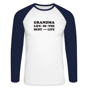 Oma Rentnerin Omi Enkelsohn Enkeltochter Großmama - Unisex Baseballshirt langarm - Weiß/Navy - Vorne - Nik (191cm)