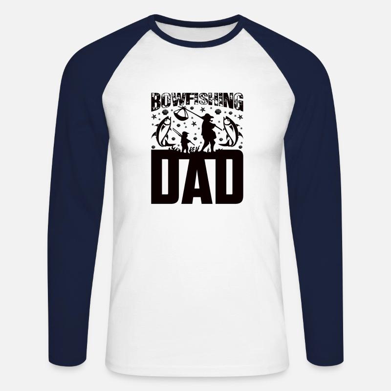 Bogenfischer Bogenfischen Bogenangeln Vater Papa - Unisex Baseballshirt langarm - Weiß/Navy