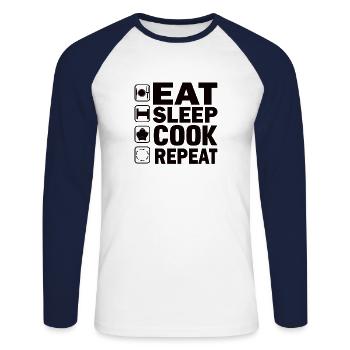 Chef Profession Gastronomy Cooking Chef's Hat - Unisex Long Sleeve Baseball T-Shirt - white/navy - Front - Nik (191cm)