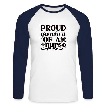 Oma Einer Krankenschwester Oma Krankenpflegerin - Unisex Baseballshirt langarm - Weiß/Navy - Vorne - Nik (191cm)