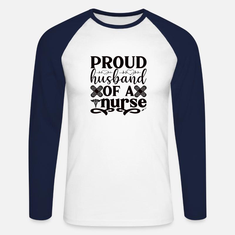 Ehemann einer Krankenschwester - Unisex Baseballshirt langarm - Weiß/Navy