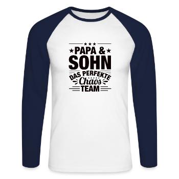 Papa und Söhne Sohn Vater Sohn - Unisex Baseballshirt langarm - Weiß/Navy - Vorne - Nik (191cm)