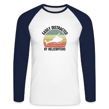 Helicopter Helicopter Pilot Helicopter Heli - Unisex Long Sleeve Baseball T-Shirt - white/navy - Front - Nik (191cm)