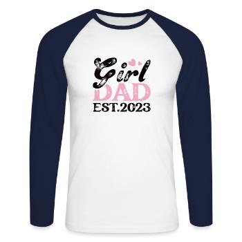 Vatertag Vater Tochter Geschenk Prinzessin 2023 - Unisex Baseballshirt langarm - Weiß/Navy - Vorne - Nik (191cm)
