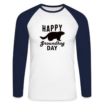 Marmot Rodent Groundhog Day Animals - Unisex Long Sleeve Baseball T-Shirt - white/navy - Front - Nik (191cm)