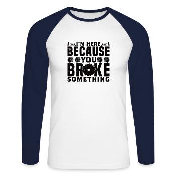 Carpenter Carpenter Wood Craft Tool Building - Unisex Long Sleeve Baseball T-Shirt - white/navy - Front - Nik (191cm)