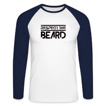 Barbe complète et porteur de barbe Cheveux de barbe Moustache - T-shirt baseball manches longues Homme - blanc/marine - Devant - Nik (191cm)