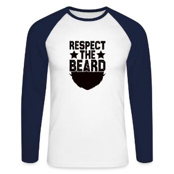 Full beard and beard bearer Beard hair Moustache - Unisex Long Sleeve Baseball T-Shirt - white/navy - Front - Nik (191cm)