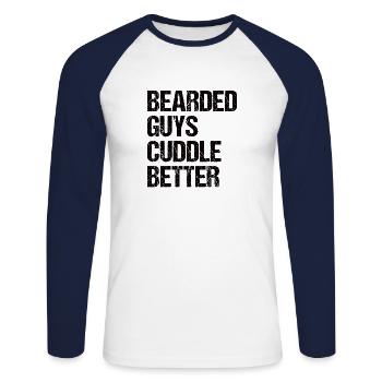 Vollbart und Bartträger Barthaare Schnauzbart - Unisex Baseballshirt langarm - Weiß/Navy - Vorne - Nik (191cm)