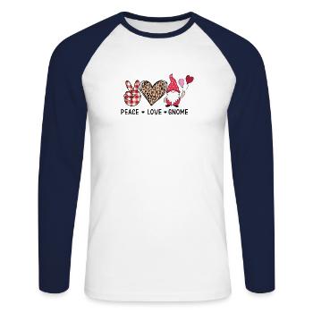 Peace Love Garden Gnome Gnome - Unisex Long Sleeve Baseball T-Shirt - white/navy - Front - Nik (191cm)