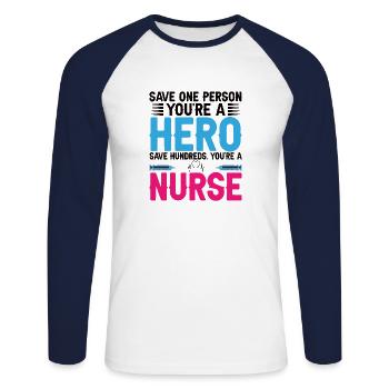 Rettungsdienst Notfallsanitäter Krankenschwester - Unisex Baseballshirt langarm - Weiß/Navy - Vorne - Nik (191cm)