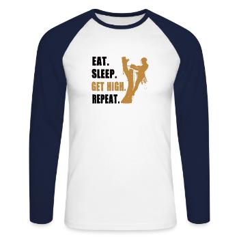 Holz Kettensäge Holzfäller Holzarbeiter Klettern - Unisex Baseballshirt langarm - Weiß/Navy - Vorne - Nik (191cm)