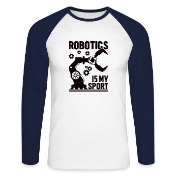 Programmeur de robots Technicien en automatisation - T-shirt baseball manches longues Homme - blanc/marine - Devant - Nik (191cm)