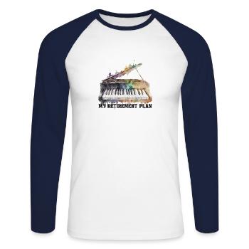 Pianist Klavierspieler Klavier Piano Lehrer Rente - Unisex Baseballshirt langarm - Weiß/Navy - Vorne - Nik (191cm)