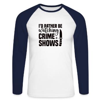 True Crime Crime Series Crime Detective - Unisex Long Sleeve Baseball T-Shirt - white/navy - Front - Nik (191cm)
