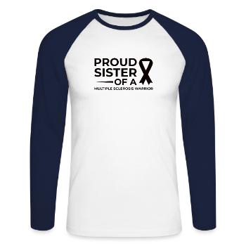 Multiple Sclerosis Awareness Sister Siblings - Unisex Long Sleeve Baseball T-Shirt - white/navy - Front - Nik (191cm)