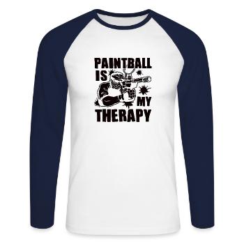 Paintball Cadeau Paintballer Paintball Player - T-shirt baseball manches longues Homme - blanc/marine - Devant - Nik (191cm)