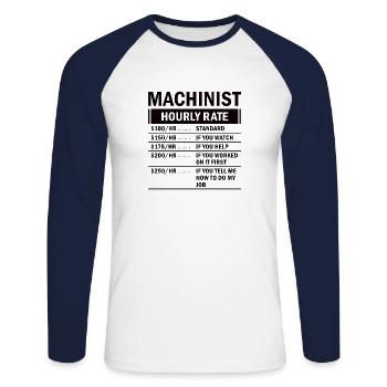 Machine operator plant operator gift - Unisex Long Sleeve Baseball T-Shirt - white/navy - Front - Nik (191cm)