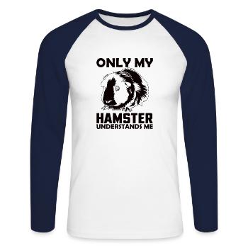 Hamster Lover Hamster Gift - Unisex Long Sleeve Baseball T-Shirt - white/navy - Front - Nik (191cm)
