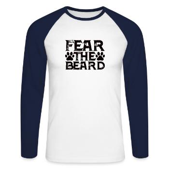 Full beard and beard bearer Beard hair Moustache - Unisex Long Sleeve Baseball T-Shirt - white/navy - Front - Nik (191cm)