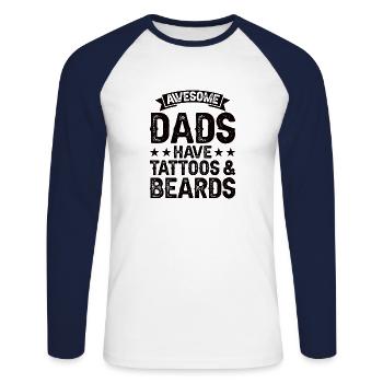 Father Tattoo Beard Dad Cool Tattooed Art - Unisex Long Sleeve Baseball T-Shirt - white/navy - Front - Nik (191cm)